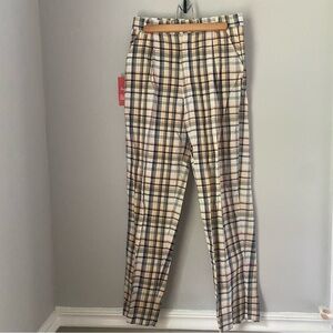 Vintage NEW NWT kids Jack Jar madras plaid print cotton trousers pants 14 as is